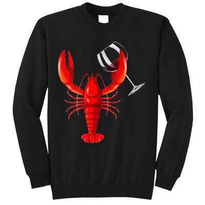 Funny Wine Drinking Lobster Red Crawfish Wine Lovers Gift Sweatshirt