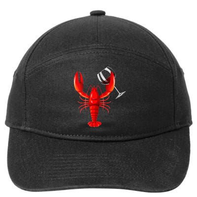 Funny Wine Drinking Lobster Red Crawfish Wine Lovers Gift 7-Panel Snapback Hat