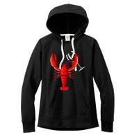 Funny Wine Drinking Lobster Red Crawfish Wine Lovers Gift Women's Fleece Hoodie