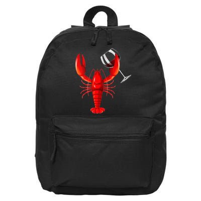 Funny Wine Drinking Lobster Red Crawfish Wine Lovers Gift 16 in Basic Backpack