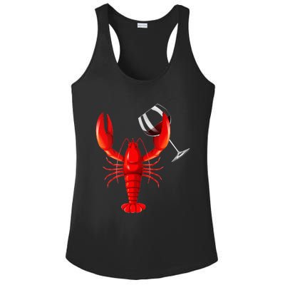 Funny Wine Drinking Lobster Red Crawfish Wine Lovers Gift Ladies PosiCharge Competitor Racerback Tank