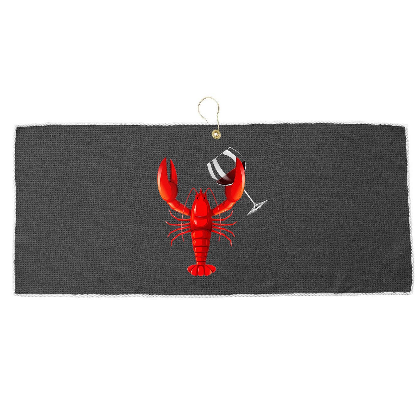 Funny Wine Drinking Lobster Red Crawfish Wine Lovers Gift Large Microfiber Waffle Golf Towel
