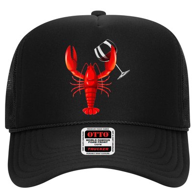 Funny Wine Drinking Lobster Red Crawfish Wine Lovers Gift Trucker Hat