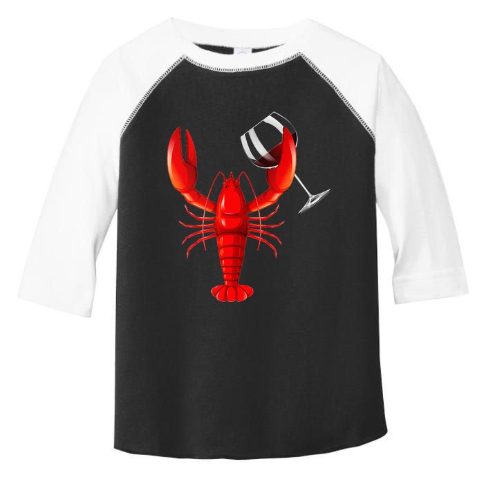 Funny Wine Drinking Lobster Red Crawfish Wine Lovers Gift Toddler Fine Jersey T-Shirt