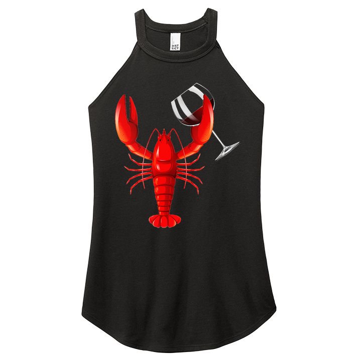 Funny Wine Drinking Lobster Red Crawfish Wine Lovers Gift Women's Perfect Tri Rocker Tank