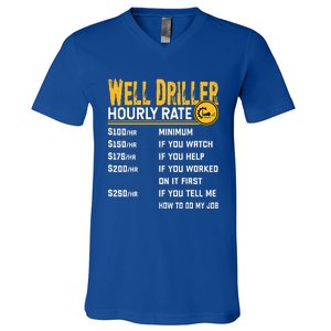 Funny Well Driller Hourly Rate V-Neck T-Shirt