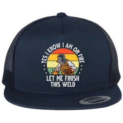 Funny Welding Design Dad Welder Worker Welding Flat Bill Trucker Hat