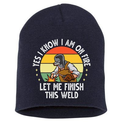 Funny Welding Design Dad Welder Worker Welding Short Acrylic Beanie