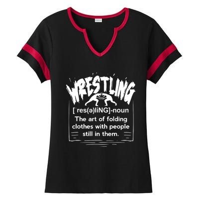 Funny Wrestling Definition Wrestler Ladies Halftime Notch Neck Tee