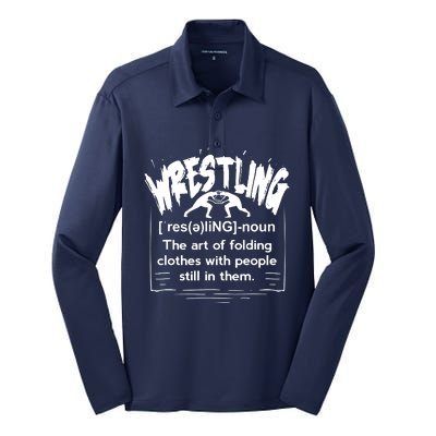 Funny Wrestling Definition Wrestler Silk Touch Performance Long Sleeve Polo