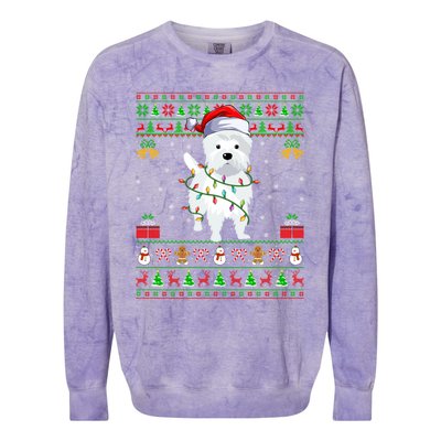 Funny Westie Dog Lover Xmas Santa Ugly Westie Christmas Gift Colorblast Crewneck Sweatshirt