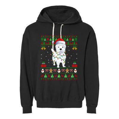 Funny Westie Dog Lover Xmas Santa Ugly Westie Christmas Gift Garment-Dyed Fleece Hoodie