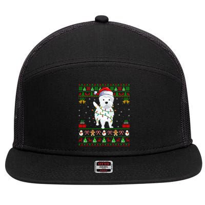 Funny Westie Dog Lover Xmas Santa Ugly Westie Christmas Gift 7 Panel Mesh Trucker Snapback Hat