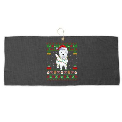 Funny Westie Dog Lover Xmas Santa Ugly Westie Christmas Gift Large Microfiber Waffle Golf Towel