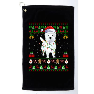 Funny Westie Dog Lover Xmas Santa Ugly Westie Christmas Gift Platinum Collection Golf Towel