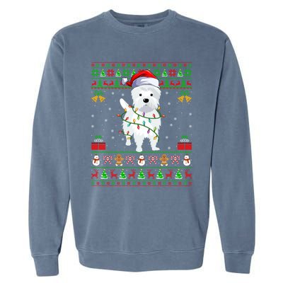 Funny Westie Dog Lover Xmas Santa Ugly Westie Christmas Gift Garment-Dyed Sweatshirt