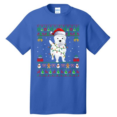 Funny Westie Dog Lover Xmas Santa Ugly Westie Christmas Gift Tall T-Shirt