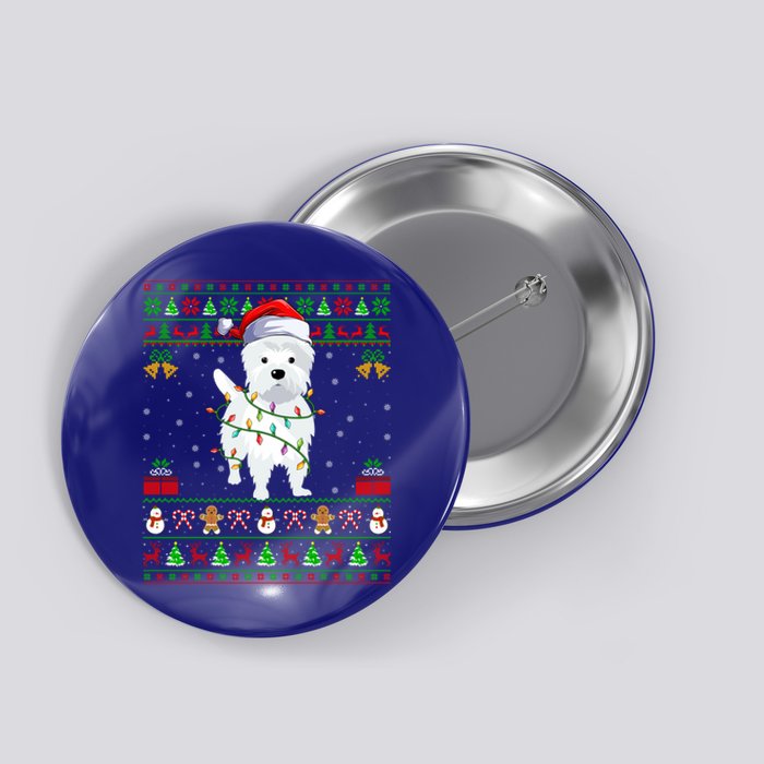 Funny Westie Dog Lover Xmas Santa Ugly Westie Christmas Gift Button