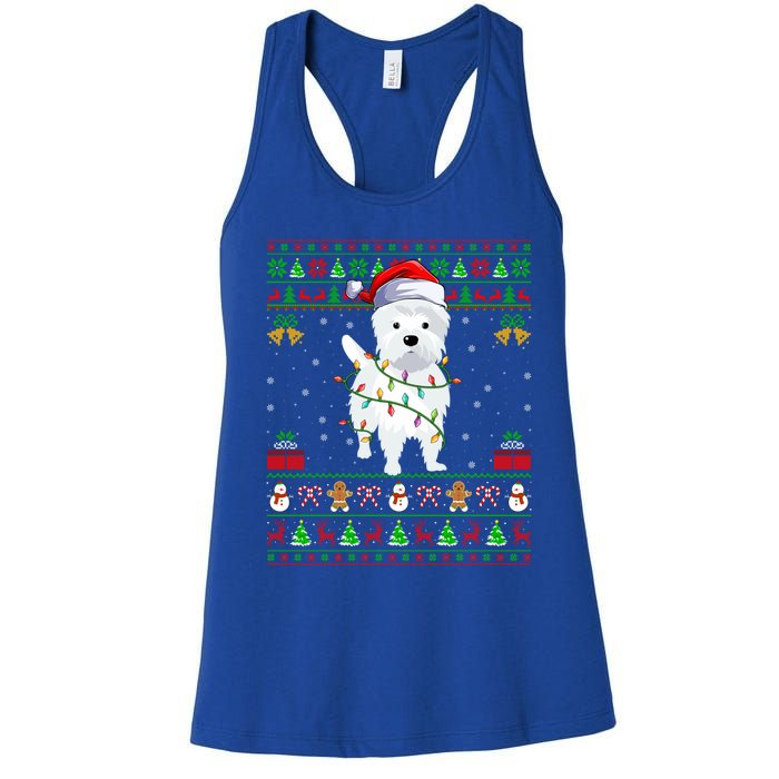 Funny Westie Dog Lover Xmas Santa Ugly Westie Christmas Gift Women's Racerback Tank