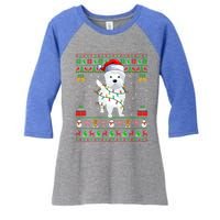 Funny Westie Dog Lover Xmas Santa Ugly Westie Christmas Gift Women's Tri-Blend 3/4-Sleeve Raglan Shirt