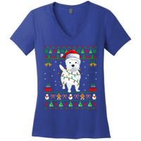 Funny Westie Dog Lover Xmas Santa Ugly Westie Christmas Gift Women's V-Neck T-Shirt