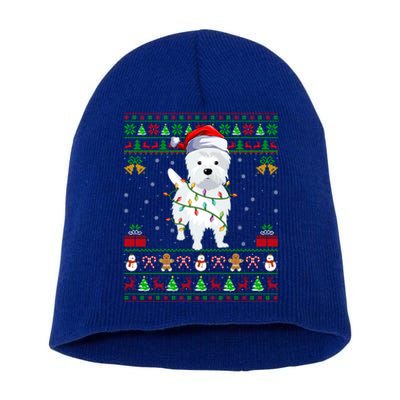 Funny Westie Dog Lover Xmas Santa Ugly Westie Christmas Gift Short Acrylic Beanie