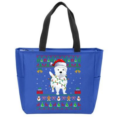 Funny Westie Dog Lover Xmas Santa Ugly Westie Christmas Gift Zip Tote Bag