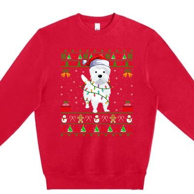 Funny Westie Dog Lover Xmas Santa Ugly Westie Christmas Gift Premium Crewneck Sweatshirt