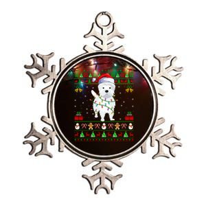 Funny Westie Dog Lover Xmas Santa Ugly Westie Christmas Gift Metallic Star Ornament