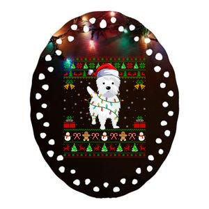 Funny Westie Dog Lover Xmas Santa Ugly Westie Christmas Gift Ceramic Oval Ornament