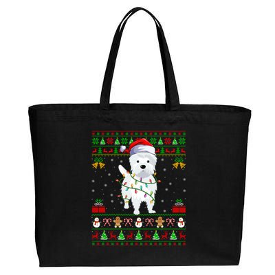 Funny Westie Dog Lover Xmas Santa Ugly Westie Christmas Gift Cotton Canvas Jumbo Tote