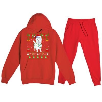 Funny Westie Dog Lover Xmas Santa Ugly Westie Christmas Gift Premium Hooded Sweatsuit Set