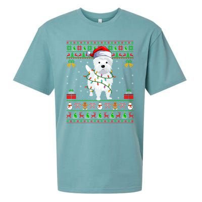 Funny Westie Dog Lover Xmas Santa Ugly Westie Christmas Gift Sueded Cloud Jersey T-Shirt