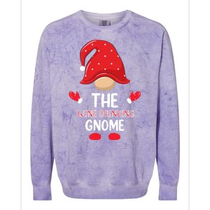 Funny Wine Drinking Gnome Funny Matching Family Christmas Gnome Wine Lover Gift Colorblast Crewneck Sweatshirt