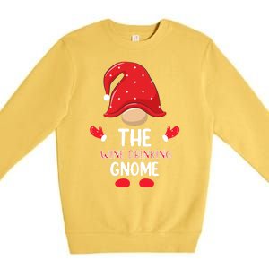 Funny Wine Drinking Gnome Funny Matching Family Christmas Gnome Wine Lover Gift Premium Crewneck Sweatshirt