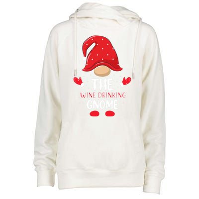 Funny Wine Drinking Gnome Funny Matching Family Christmas Gnome Wine Lover Gift Womens Funnel Neck Pullover Hood