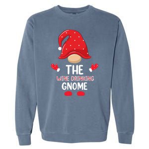 Funny Wine Drinking Gnome Funny Matching Family Christmas Gnome Wine Lover Gift Garment-Dyed Sweatshirt