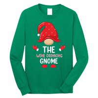 Funny Wine Drinking Gnome Funny Matching Family Christmas Gnome Wine Lover Gift Long Sleeve Shirt