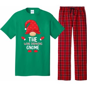 Funny Wine Drinking Gnome Funny Matching Family Christmas Gnome Wine Lover Gift Pajama Set