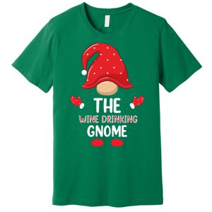 Funny Wine Drinking Gnome Funny Matching Family Christmas Gnome Wine Lover Gift Premium T-Shirt