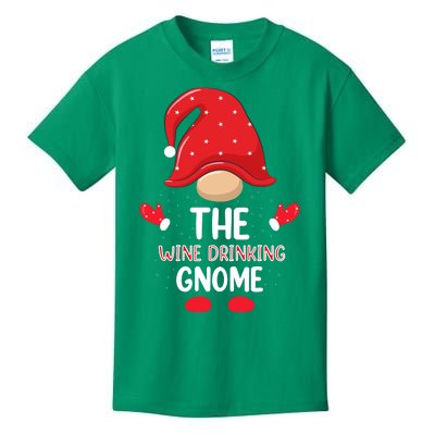 Funny Wine Drinking Gnome Funny Matching Family Christmas Gnome Wine Lover Gift Kids T-Shirt