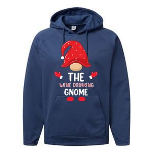 Funny Wine Drinking Gnome Funny Matching Family Christmas Gnome Wine Lover Gift Performance Fleece Hoodie