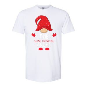 Funny Wine Drinking Gnome Funny Matching Family Christmas Gnome Wine Lover Gift Softstyle CVC T-Shirt