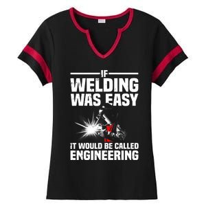 Funny Welding Design Welder Weld Welding Lover Ladies Halftime Notch Neck Tee