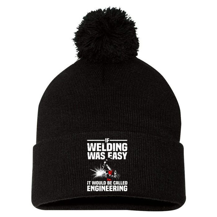 Funny Welding Design Welder Weld Welding Lover Pom Pom 12in Knit Beanie