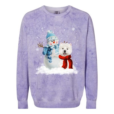 Funny Westie Dog Christmas Snow Christmas Pajama Gift Colorblast Crewneck Sweatshirt