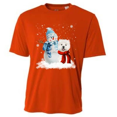 Funny Westie Dog Christmas Snow Christmas Pajama Gift Cooling Performance Crew T-Shirt