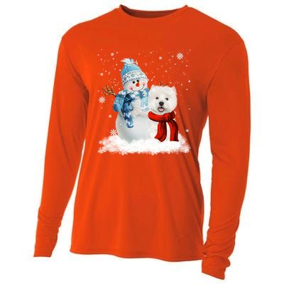 Funny Westie Dog Christmas Snow Christmas Pajama Gift Cooling Performance Long Sleeve Crew