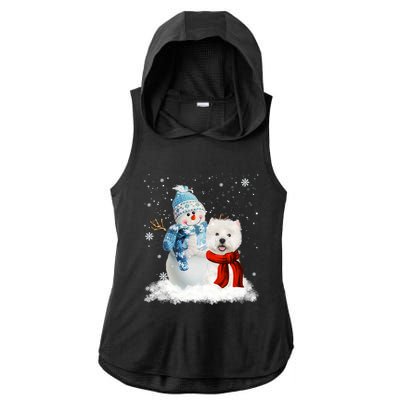 Funny Westie Dog Christmas Snow Christmas Pajama Gift Ladies PosiCharge Tri-Blend Wicking Draft Hoodie Tank