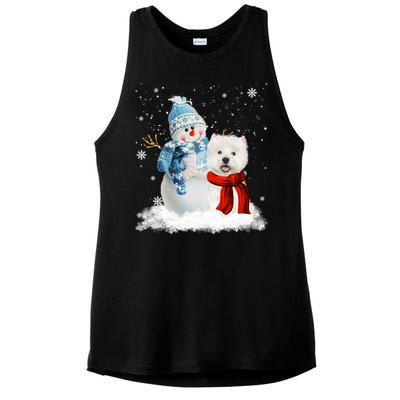 Funny Westie Dog Christmas Snow Christmas Pajama Gift Ladies PosiCharge Tri-Blend Wicking Tank